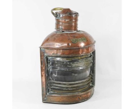 A large Victorian copper ship's lantern, 48cm high