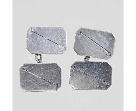A pair of silver cufflinks, each engraved with a polo mallet and inscribed 'Ascott Cup 1958' (2)