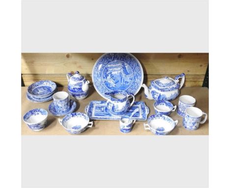 A collection of Spode and blue and white table wares, to include teawares