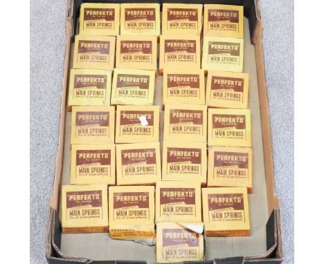 A collection of old wind up gramophone springs, boxed and unused