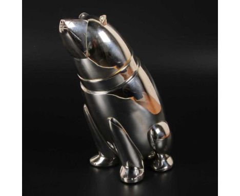 An Art Deco style plated cocktail shaker, modern, in the form of a polar bear, 27cm high