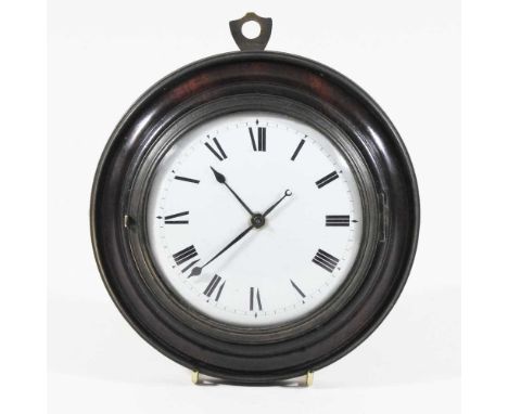 A 19th century brass mounted carriage clock, having a white enamel dial, in a moulded surround, 15cm diameter