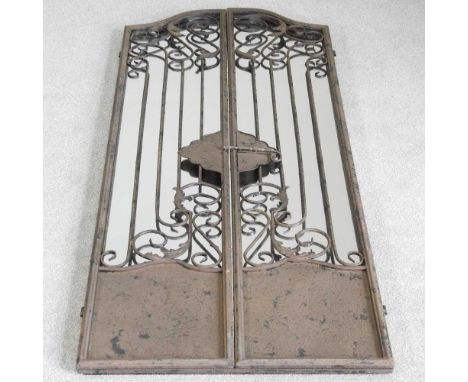 A French style metal shutter wall mirror, 151 x 61cm