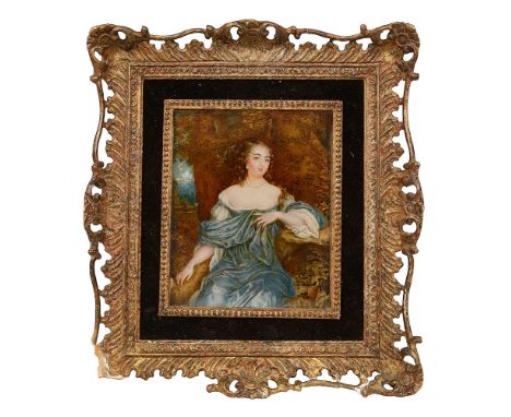 After Sir Peter Lely, (Dutch 1618-1680) A 19th century portrait miniature 'The Hon. Frances Brooke', watercolour on ivory, gl