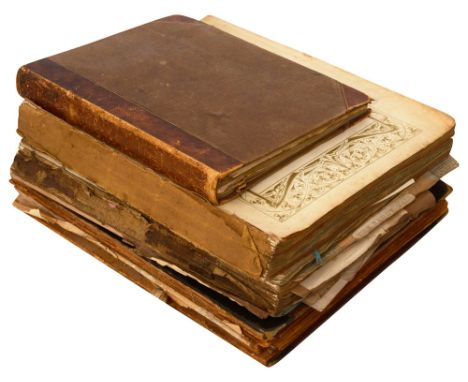 Four mid 19th century albums c.1855comprising an album of watercolours, drawings and verse to include a laid down study of a 