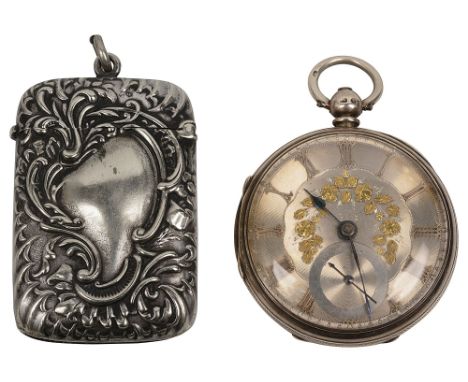 A Victorian silver pocket watchhallmarked London, 1868, engine turned dial with subsidiary seconds dial, Roman numerals and g