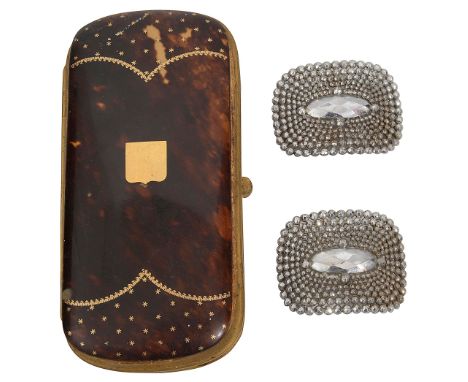 A late 19th century tortoiseshell and pique inlaid cigar case rectangular, inlaid in gold pique work with a vacant shield sha