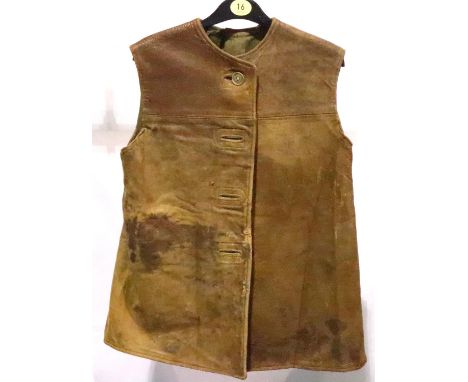 British WWII dispatch riders leather jerkin, size no1 dated 1945. P&amp;P Group 1 (£14+VAT for the first lot and £1+VAT for s