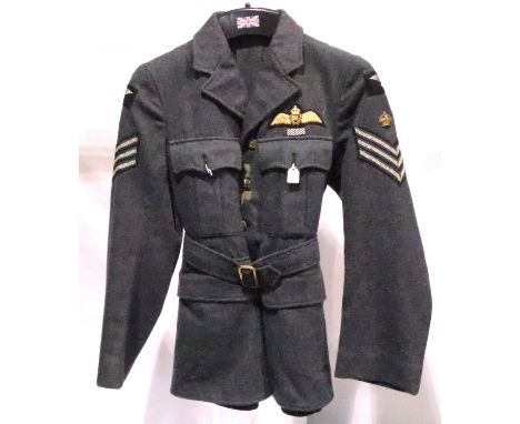 RAF Flight Staff Sergeants tunic, 1939 dated, tailored by Cohen &amp; Wilks Manchester with DFM ribbon (badly moth eaten). P&