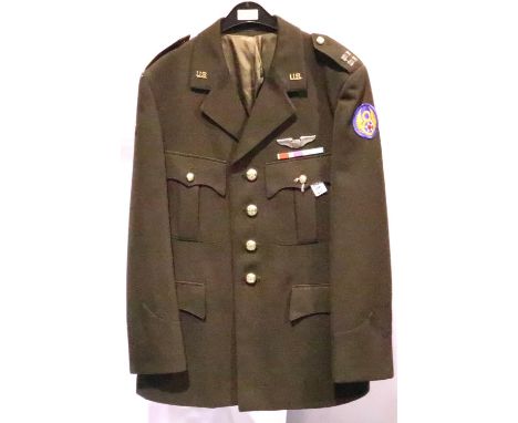US Army Air Force officers tunic, badged to the rank of Captain with pilots wings, size 40. P&amp;P Group 2 (£18+VAT for the 