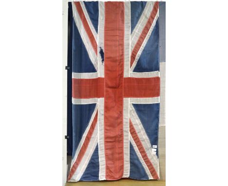 WWII cotton flags: Union Jack and the French tricolour, each 180 x 85 cm, with faults (2). P&amp;P Group 2 (£18+VAT for the f