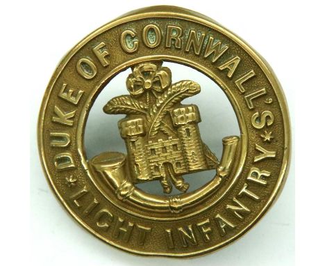 The Duke of Cornwalls Light Infantry helmet plate. P&amp;P Group 1 (£14+VAT for the first lot and £1+VAT for subsequent lots)