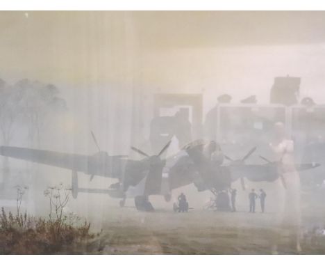 Gerald Coulson: RAF framed Lancaster bomber print, 70 x 55 cm. P&amp;P Group 3 (£25+VAT for the first lot and £5+VAT for subs