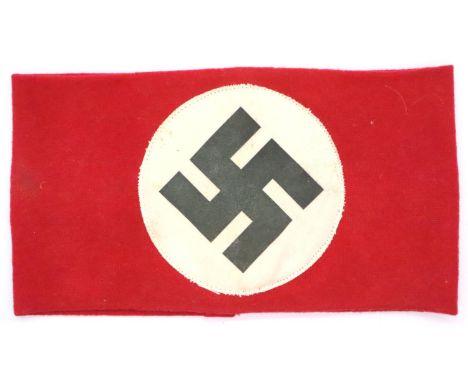 Nazi political leader wool armband with printed Swastika. P&amp;P Group 1 (£14+VAT for the first lot and £1+VAT for subsequen