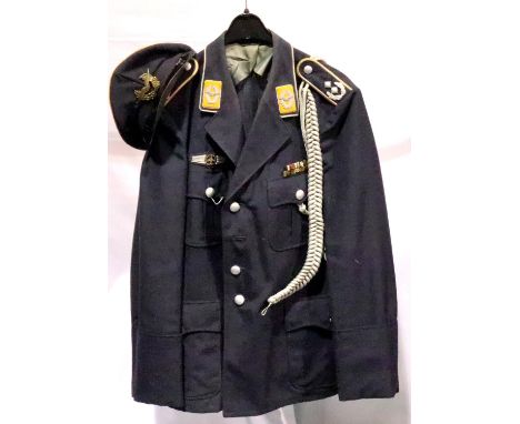 Post War West German Oberst Leutnant tunic and cap with medal ribbons, West Wall service 1939-45 etc. P&amp;P Group 2 (£18+VA