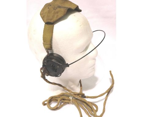 WWII communication headset, marked DLR No1 W, numbered 40354. P&amp;P Group 1 (£14+VAT for the first lot and £1+VAT for subse