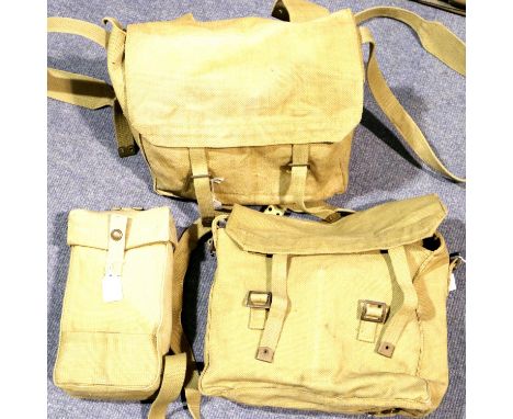British WWII tropical issue ammunition pouch dated 1939 with a small pack bag dated 1994 and another dated 1941 (3). P&amp;P 