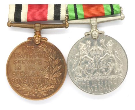 Thomas Witter Special Constabulary Faithful Service medal, with Witters WWII defence medal. P&amp;P Group 1 (£14+VAT for the 