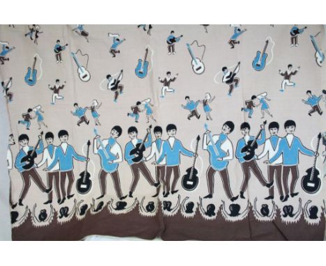 Large piece of unused vintage fabric from the 1960's depicting The Beatles, rarely seen in the colour combination seen here. 