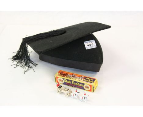 Vintage ' Ede &amp; Ravenscroft ' Mortar Board size 7 1/4 together with Boxed Benbros Miniature Model of State Landau