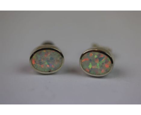 Pair of 925 marked Opal stud Earrings