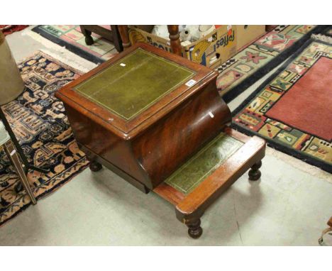 Victorian Mahogany Library Step Commode inset with Green Leather, 49cms wide x 42cms high