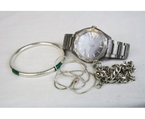 Gents Titanium Eco Drive Wristwatch &amp; a small collection of jewellery to include a Malachite set Silver Bangle