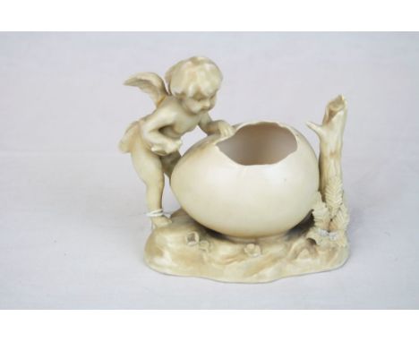 German Ceramic posy Vase with Cherub &amp; Egg, marked to base for "Rudolstadt" and standing approx 10cm