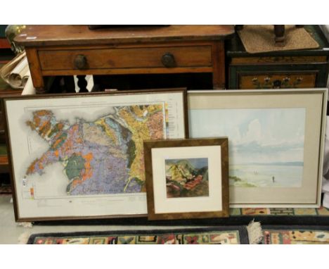 Irene Sinclair, Landscape Watercolour titled ' From the Red Rocks ', 36cms x 51cms, framed and glazed together with Impressio