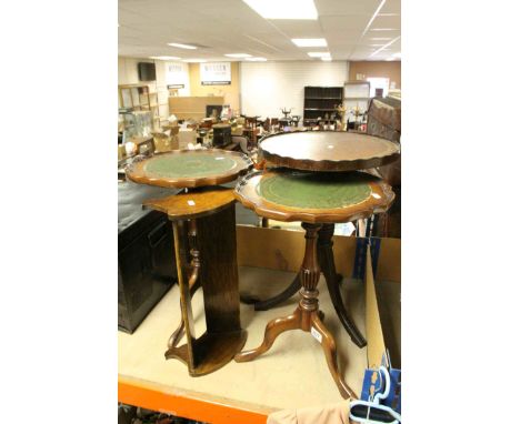 Pair of Georgian Style Tripod Wine Tables together with a further Wine Table and an Oak Book Trough