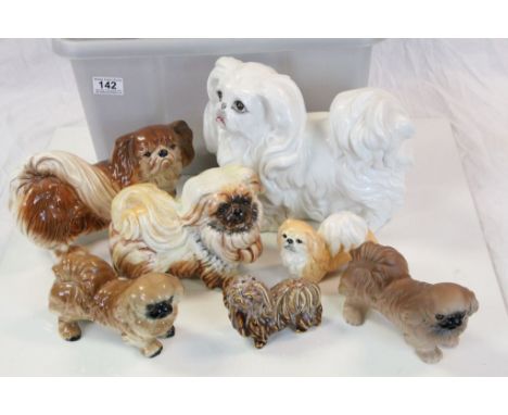 Collection of ceramic Pekinese Dogs