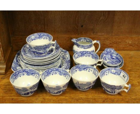 Collection of vintage "Copeland Spode" blue &amp; white ceramics in "Italian" pattern to include cups &amp; saucers, cream Ju