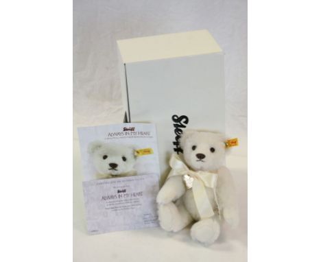 Boxed Steiff ' Always in my Heart ' White Teddy Bear with coa, 24cms high