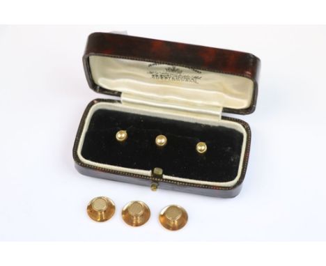Six vintage Gents Hallmarked Gold Cufflinks, 18ct &amp; 9ct with a vintage Cufflink box