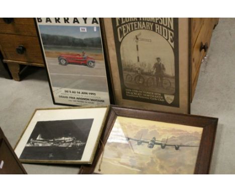 Vintage BOAC Aircraft Photograph, 30cms x 38cms together with Framed and Glazed Barraya 1992 Grand Prix Avignon Vaucluse Post