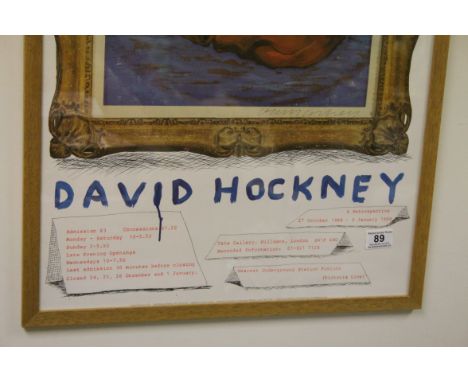 Signed framed &amp; glazed Tate Gallery "David Hockney A Retrospective" Poster 1987 featuring "Little Stanley Sleeping" &amp;