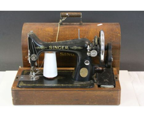 Wooden cased vintage Singer Sewing machine