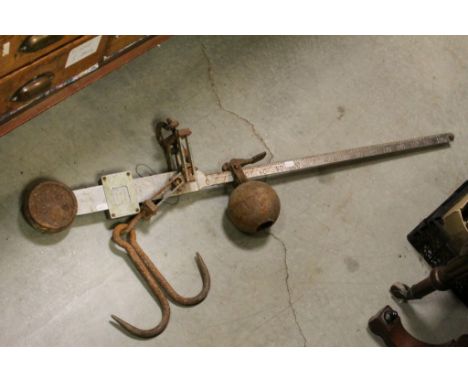 Set of Steel and Iron Hanging Butchers Scale, 1 yard long