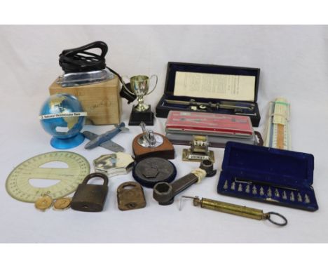 Collectables including Spring Balance, Lighter, Drawing Instruments 