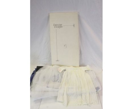 Victorian Child's 22" Cotton Muslin Dress with an embellished yoke and hem together with a Vintage Wedding Veil and a Medieva