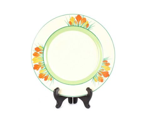 CLARICE CLIFF WILKINSON LIMITED PLATE.CROCUS DESIGN. CIRCA 1930.DIAMETER: 8 INCHES.IN GOOD CONDITION.