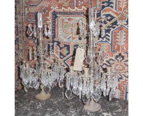 CANDELABRA, a pair, vintage French provincial style glass, 63cm H. (2)