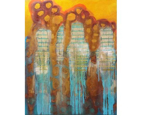 GINETTE FIANDACA 'Abstract', mixed media on canvas, 153cm x 123cm. 