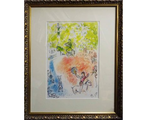 MARC CHAGALL 'La Parade', lithograph, Derriere Le Miroir No. 246, May 1981, 32cm x 22cm, framed and glazed. 