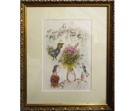 MARC CHAGALL 'Le Bouquet Rose', lithograph, Derriere Le Miroir No. 246, May 1981, 32cm x 22cm, framed and glazed. 