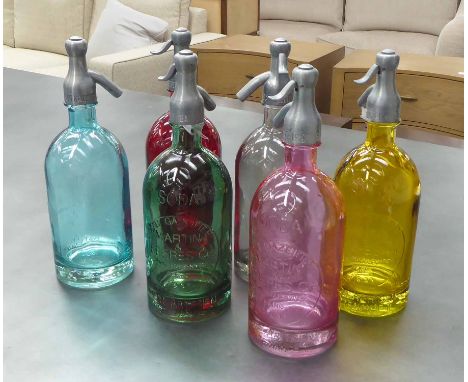 SODA SYPHONS, a set of six, vintage French style, marked Martin S Freres Cie, 33cm H. (6)