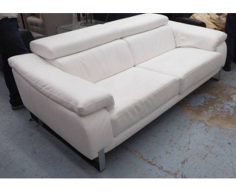 CHATEAU D'AX BOGART SOFA, white leather finish, with articulating back rest, 210cm x 100cm x 70cm H. 