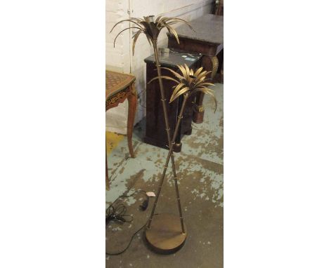 FLOOR STANDING PALM TREE LAMP, gilt metal, 124cm H.