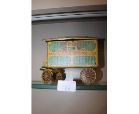 A W &amp; R Jacob &amp; Co. biscuit tin in the form of a caravan