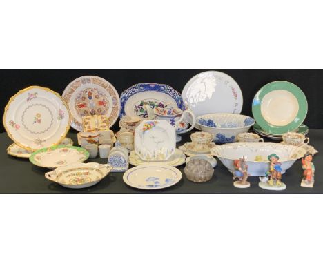 Ceramics - an early 20th century part tea set;  other tableware;  Royal Worcester Fleuri pattern cake stand; Goebel figures; 